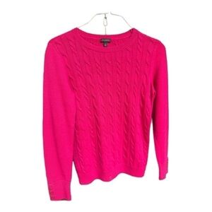 TALBOTS~SIZE M~CABLE KNIT~ROUND NECK SWEATER~HOT PINK~NO HOLES~NO STAINS~TC